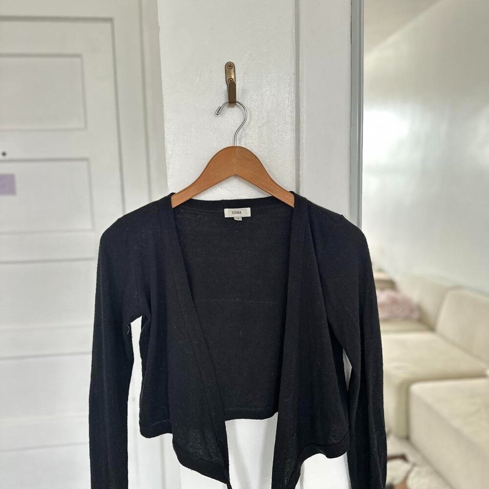 Ozma dance wrap top raw silk black